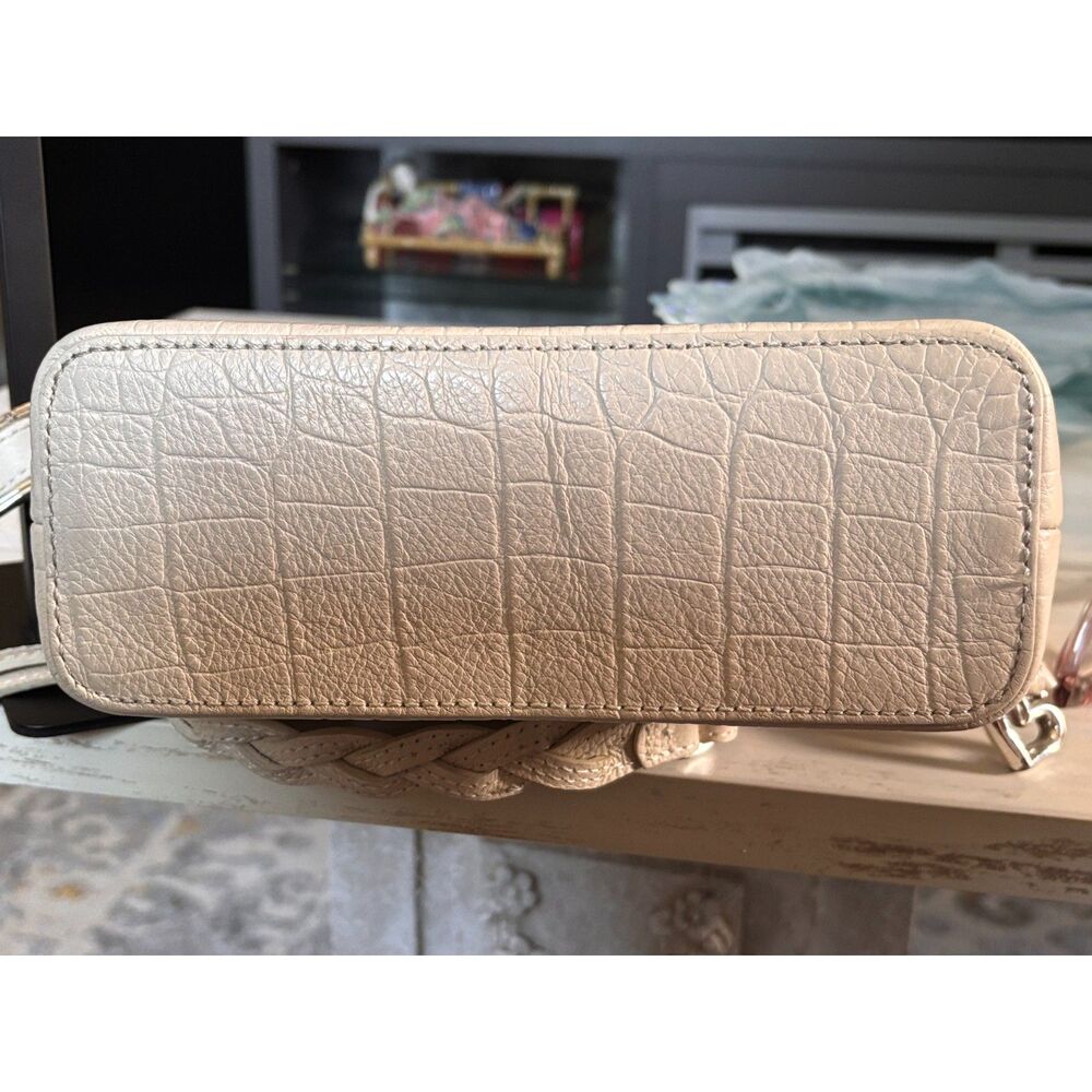 Brighton Brett Cream Croc Embossed Leather Organizer Flap Crossbody Bag - Picture 4 of 8